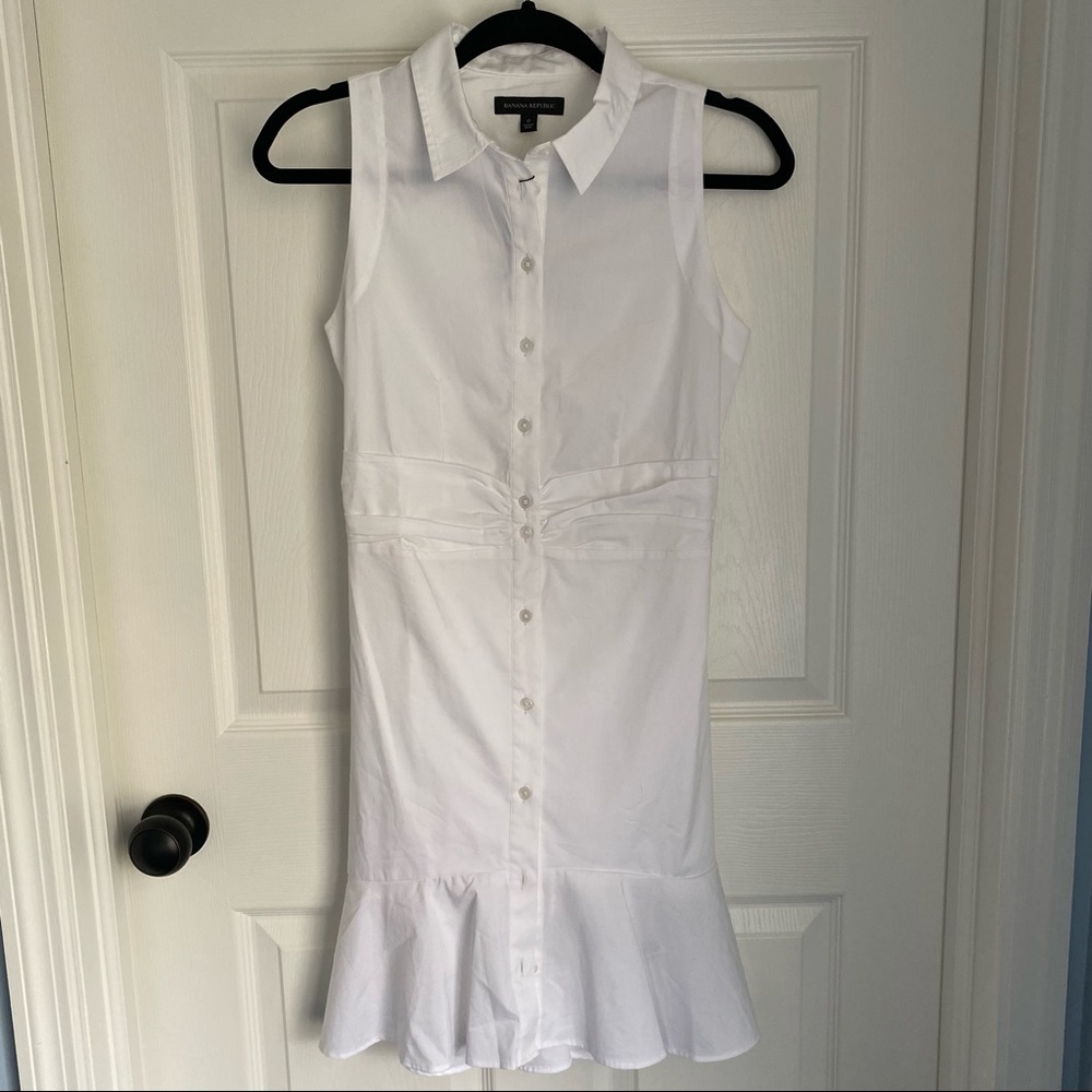 NWT Banana Republic White Button Down Collared Dress